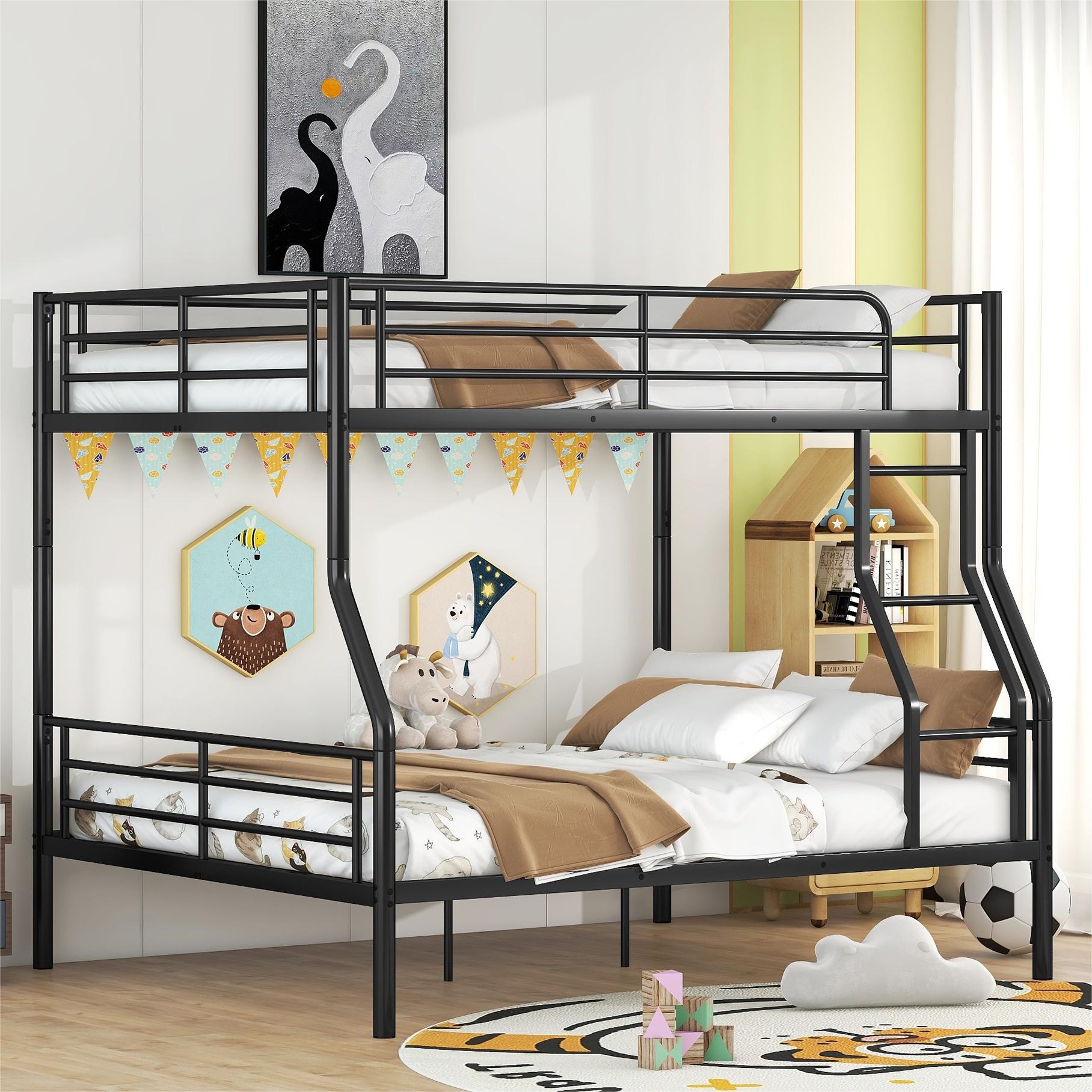 Metal Full XL Over Queen Bunk Beds Heavy Duty Bunk Bed with Ladder an Miscoos