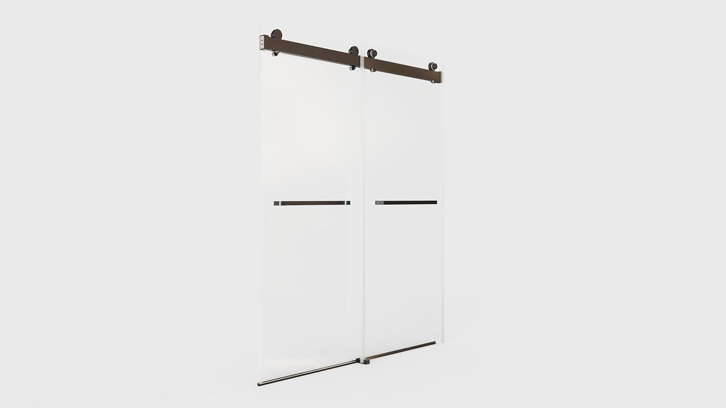 Semi-Frameless Double Sliding Shower Door - Bypass Design, 56"-60" W x 72" H, Matte Black, 1/4" SGCC Tempered Glass with Explosion-Proof Film