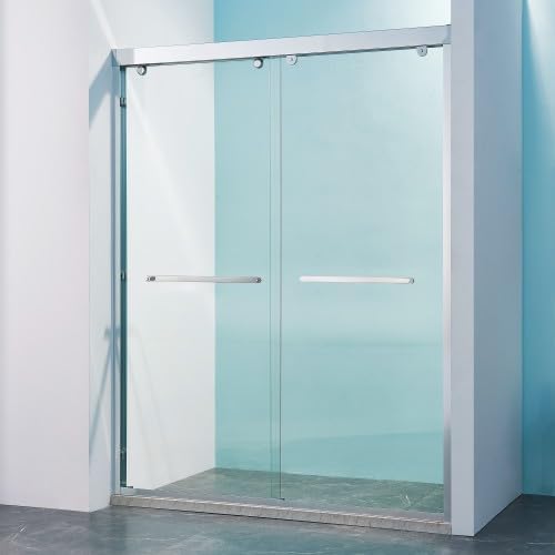 56-60" W x 76" H Double Sliding Shower Door, Matte Black Aluminium Alloy Frame, 5/16" SGCC Tempered Clear Glass, Adjustable Width, Explosion-Proof, Smooth Glide, Easy Install