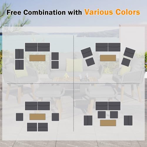 Outdoor Furniture Set of 6,Wicker Chairs, Rattan Patio Conversation Cool Bar Table and Ice Bucket for Backyard Porch Balcony, sectional Set, Beige+Black