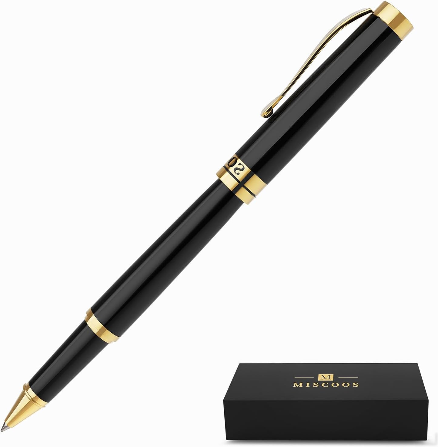 Luxury Rollerball Pens Smooth Writing Nice Pens for Men & Women Gift Pen Set for Executive Office, Professional, Graduation Fancy Pens with 1 Black Ink Refills (Black2)