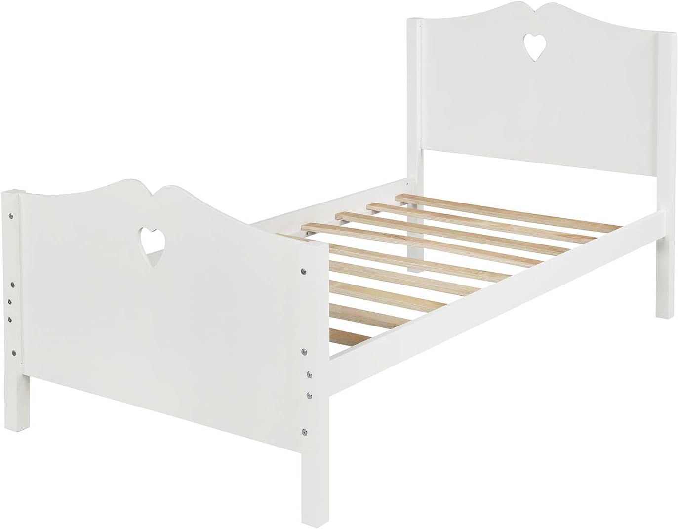 Twin Size Wood Platform Bed with Headboard and Footboard, 100% Pine Wood Frame, Strong Slat Support - Espresso, 80.2”L X 42.9”W X 36.2”H