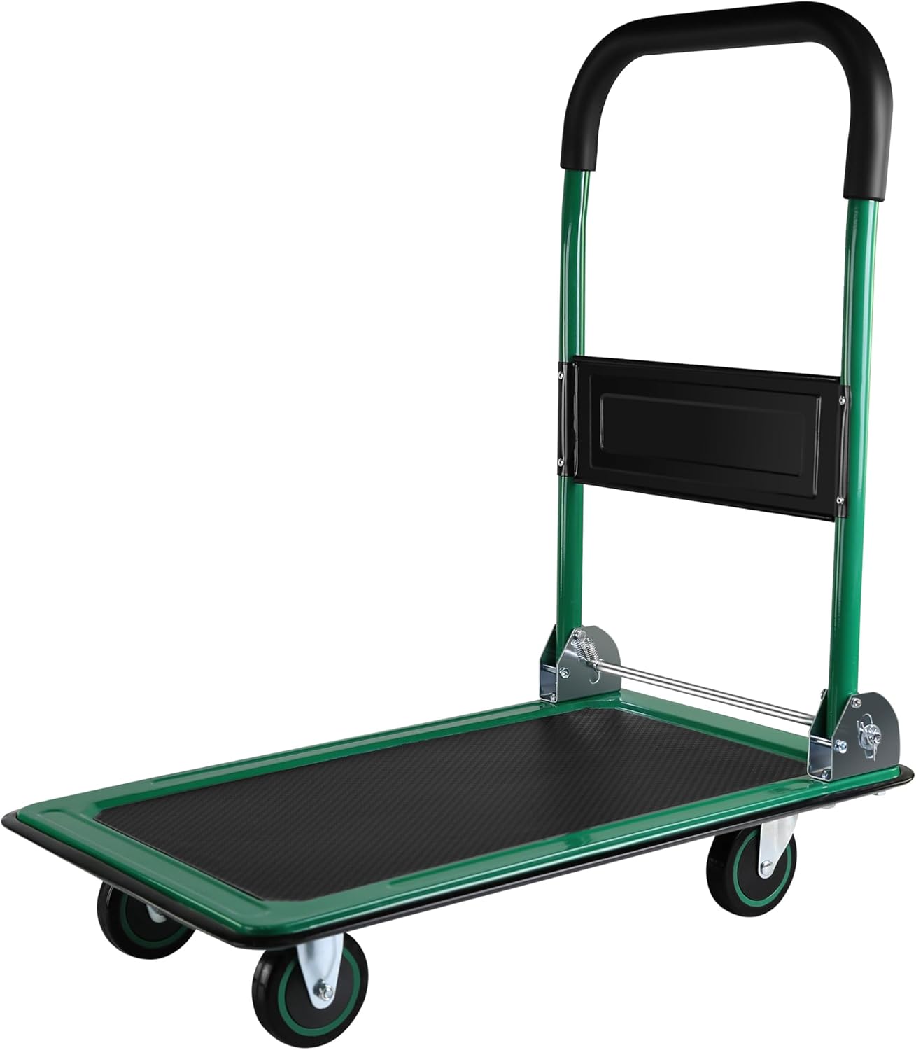 Push Cart, Heavy Duty Moving Platform Hand Truck with 330 lbs Capacity, Upgraded Foldable and Space-Saving Collapsible Design, Flat Bed Wagon, 360 Degree Swivel Wheels, Green