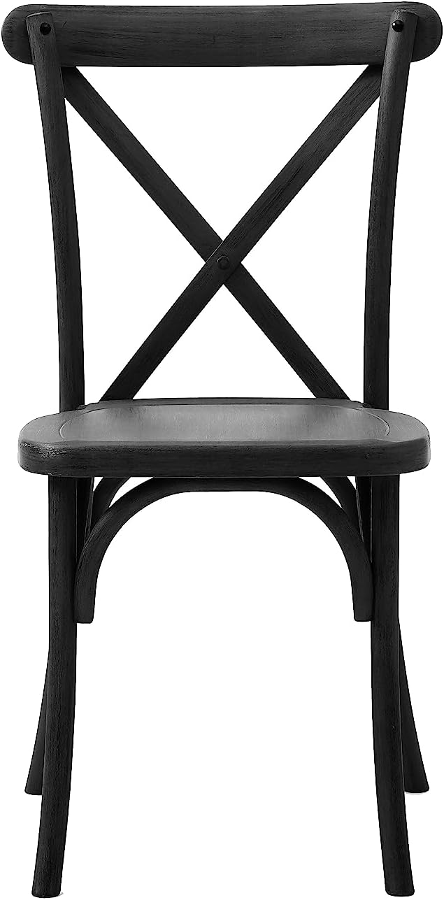 Set of 4 Resin X-Back Lime Wash Finish, Modern Farmhouse Dining Chair Furniture, Indoor/Outdoor Seating, 300lbs Capacity, Matt Black, 4-Pack