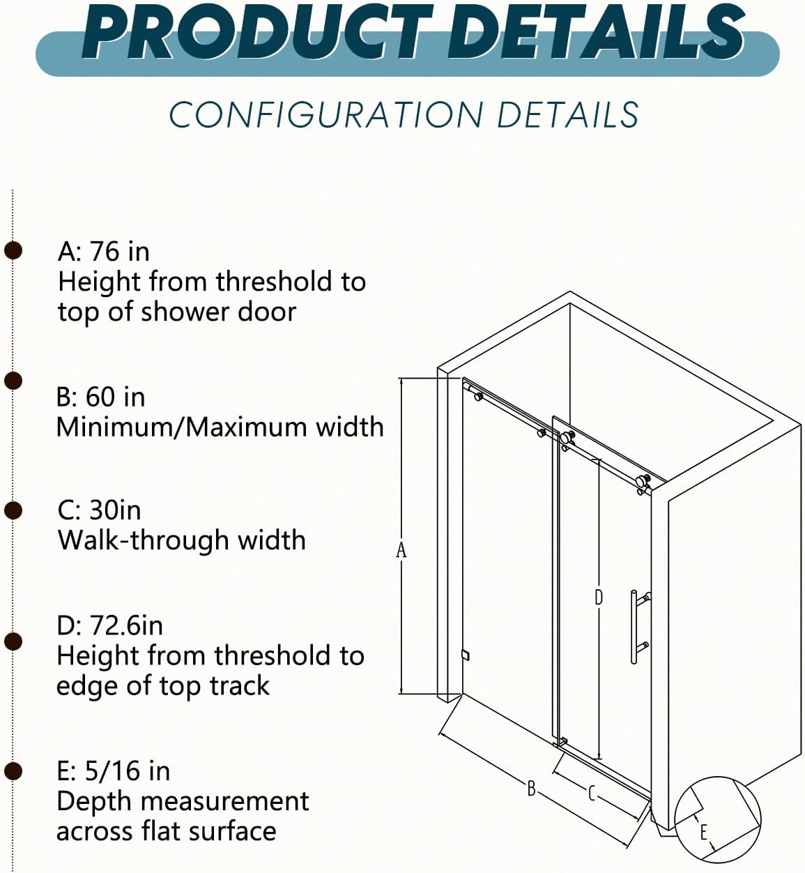 56-60" W x 76" H Double Sliding Shower Door, Matte Black Aluminium Alloy Frame, 5/16" SGCC Tempered Clear Glass, Adjustable Width, Explosion-Proof, Smooth Glide, Easy Install