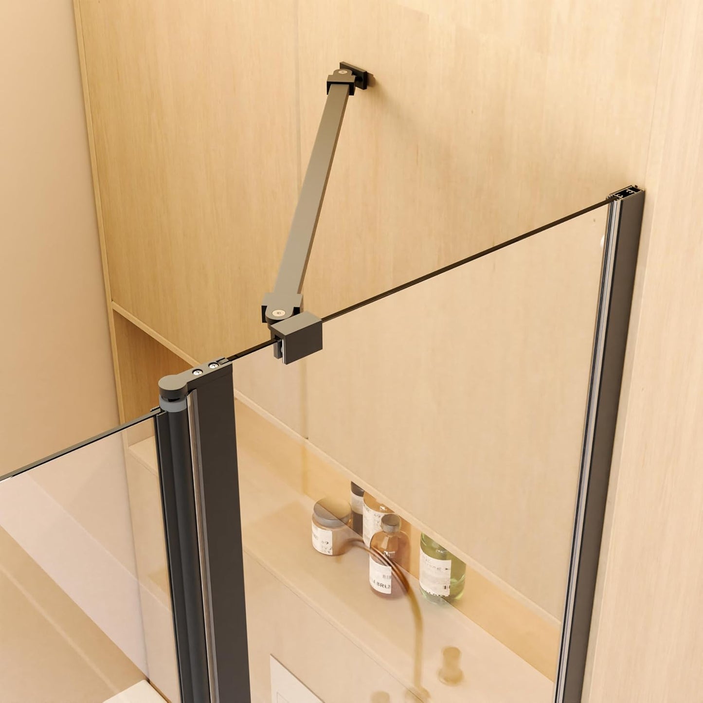 31" W x 55" H Frameless Bathtub Shower Doors, Pivot Door Panel, 1/4" Thick SGCC Tempered Glass, Matte Black Finish