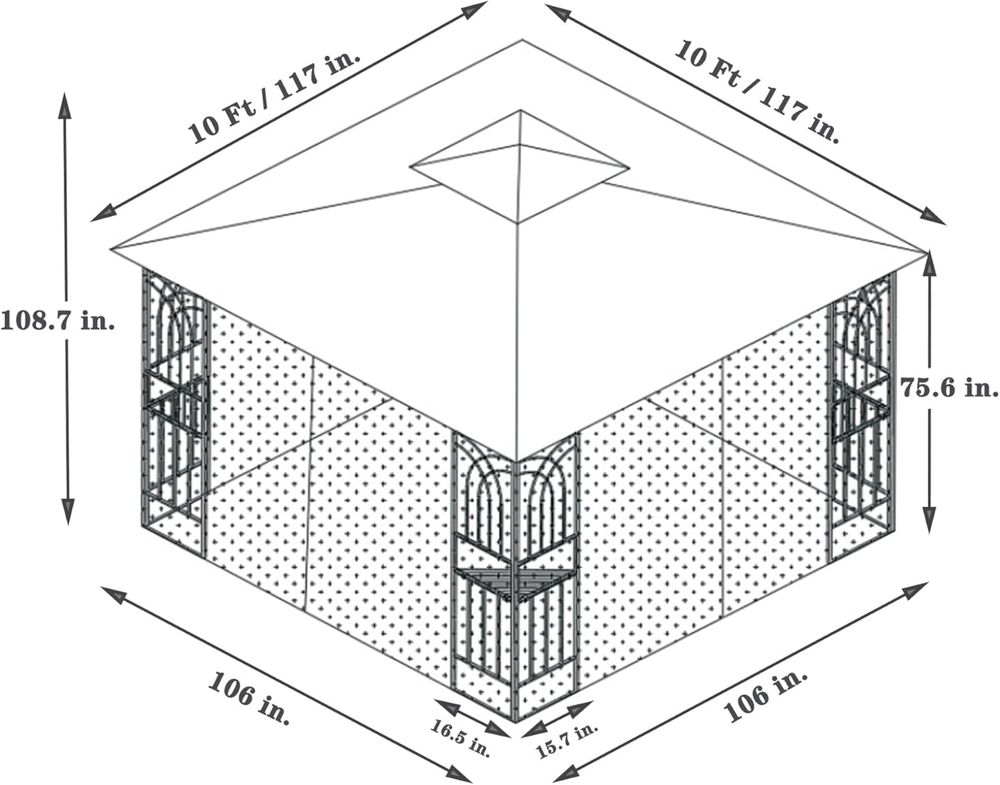 Outdoor Gazebo Pop Up Canopy Tent 10x10 Ft with Ventilated Double Roof and Detachable Mosquito Net, Brown Top - Ideal for Lawn, Garden, Backyard, and Deck