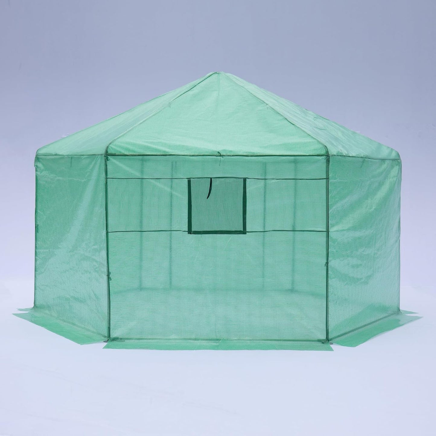 Greenhouse - Walk-in Hexagonal 13.1 * 8.6 ft, Upgraded Reinforced Frame, Heavy-Duty Plastic, Thickened Waterproof & Insulated, Ideal for Extended Growing Seasons