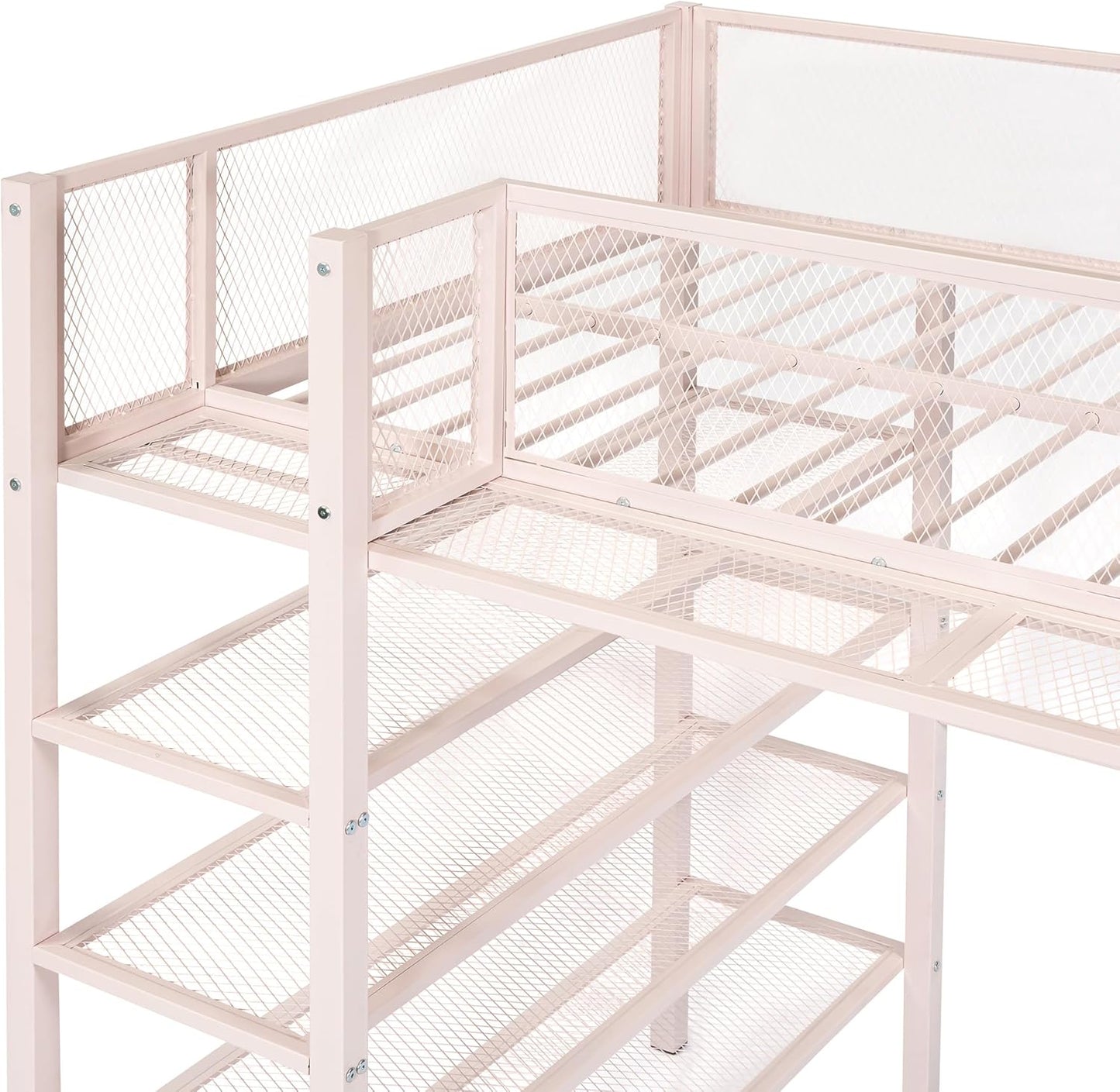 Twin Metal Loft Bed in Elegant Black - Spacious 4-Tier Shelving & Enhanced Storage, Perfect for Home & Dorm Use