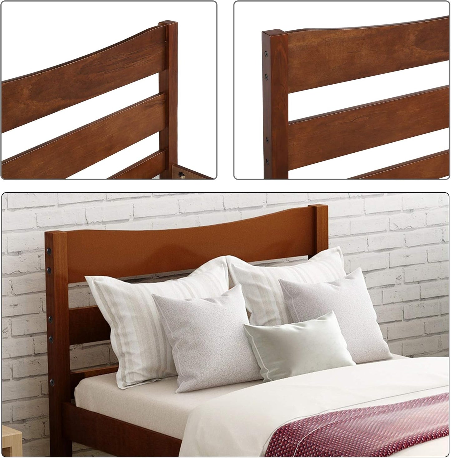 Classic Twin Size Wood Platform Bed with Headboard, Footboard, and Strong Wood Slat Support - Elegant Pink Design, 80”L X 42”W X 43”H