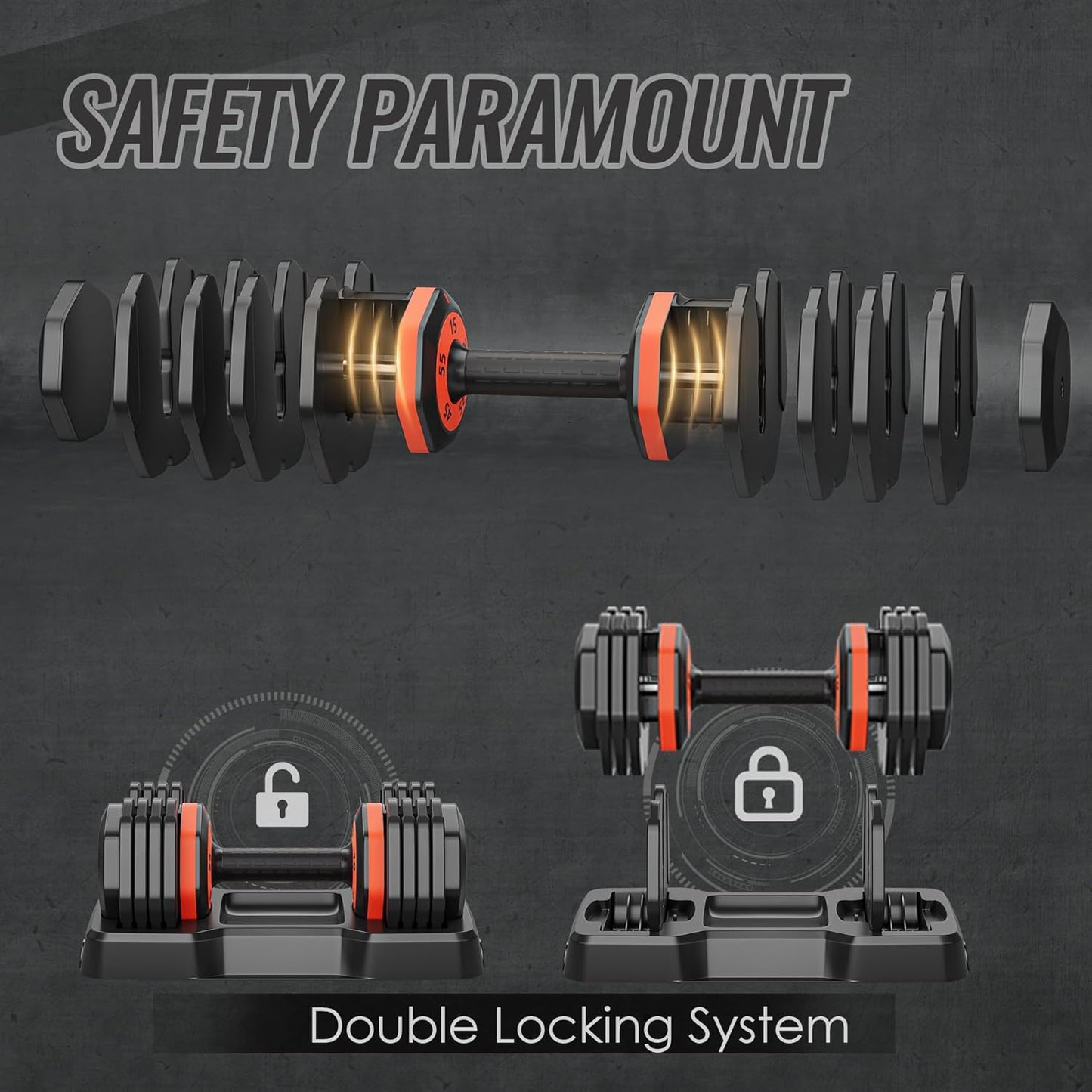 Adjustable Dumbbell - 5-in-1 Weight Selection with Quick-Change System & Anti-Slip Handle for Efficient Home Gym Workouts