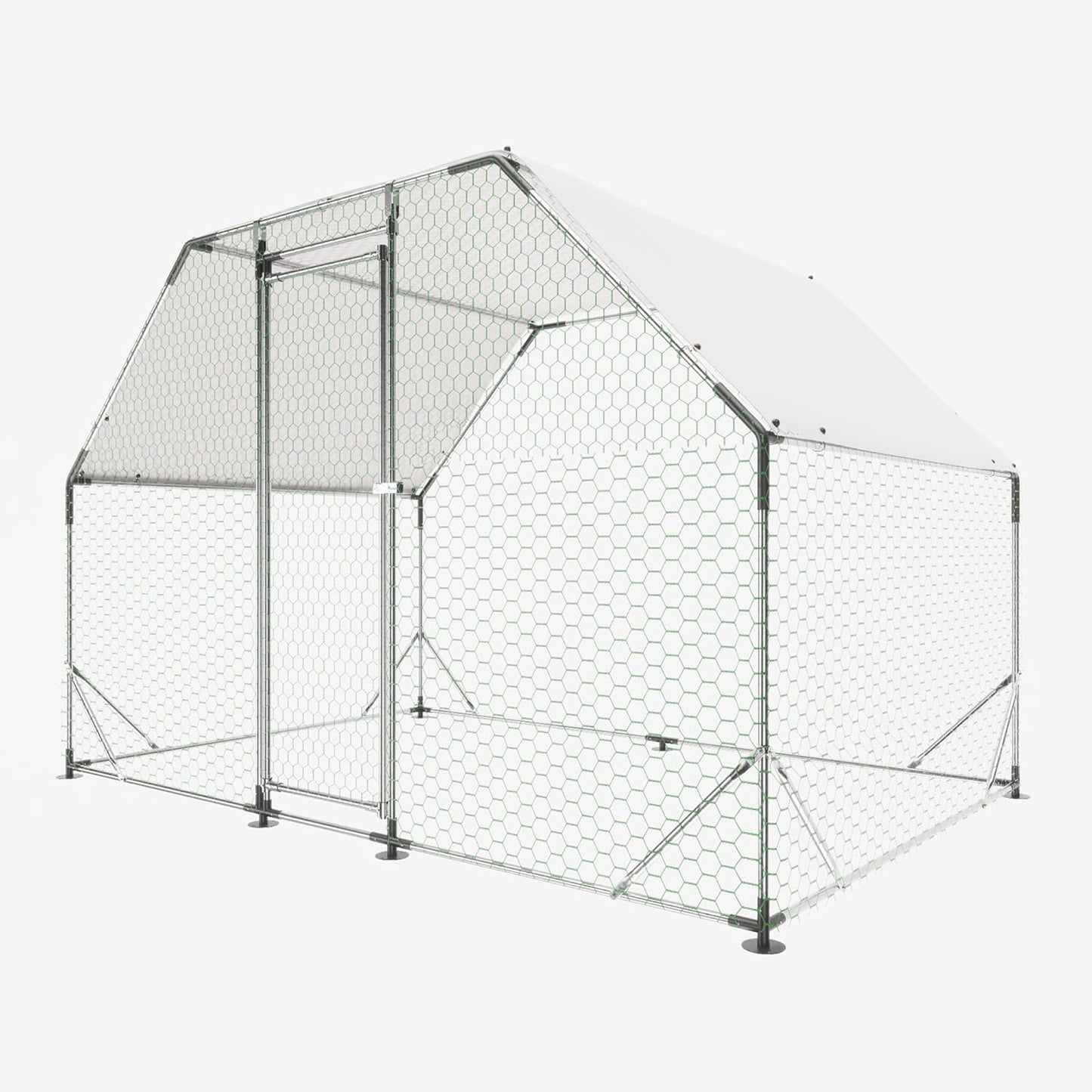 Galvanized Large Metal Chicken Coop - Walk-in Poultry Cage with Waterproof & Anti-UV Cover, Lockable Door for Chickens, Ducks, Rabbits (10'x6.6'x6.56')