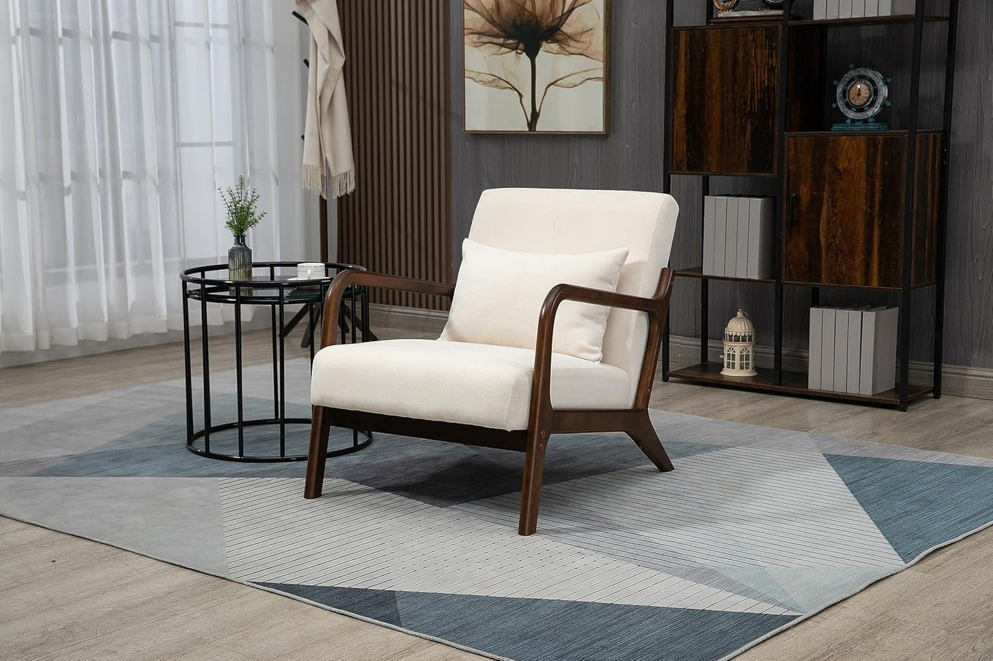 Modern Accent Chair with Wood Frame, White