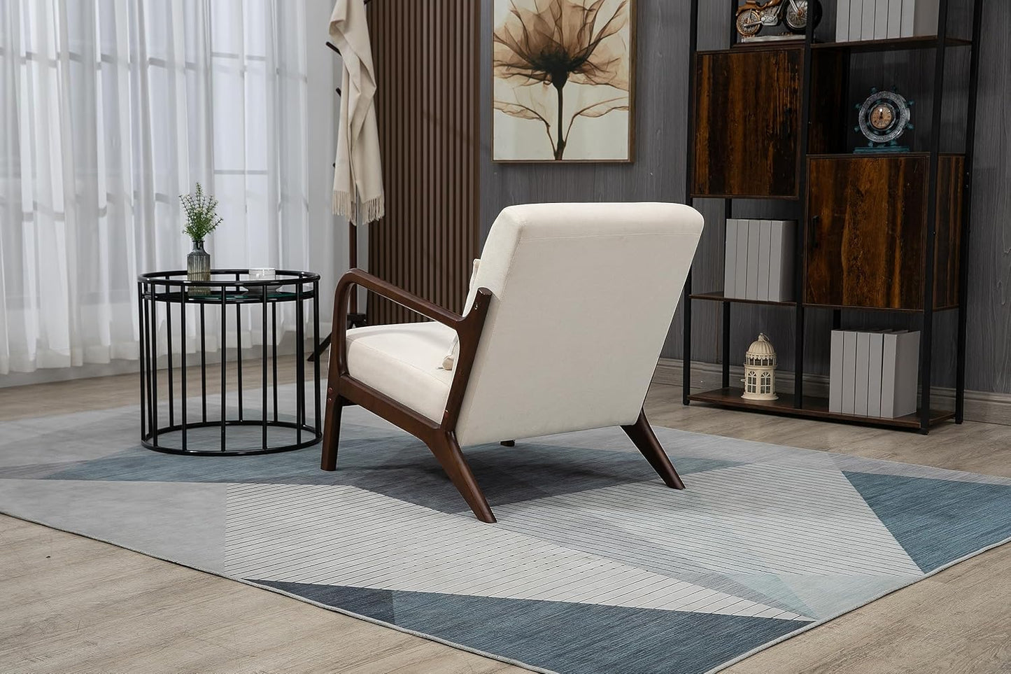 Modern Accent Chair with Wood Frame, White